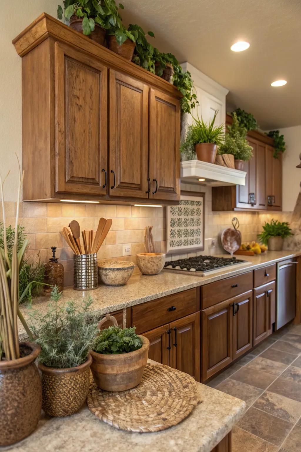 A kitchen that embraces natural materials for a warm and inviting feel.