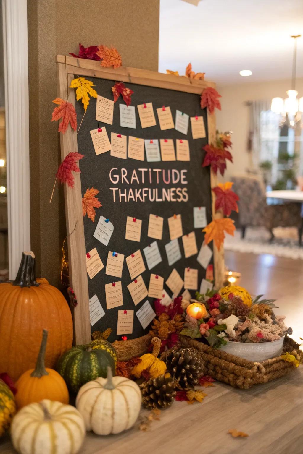 A thankfulness display brimming with sincere messages from companions.