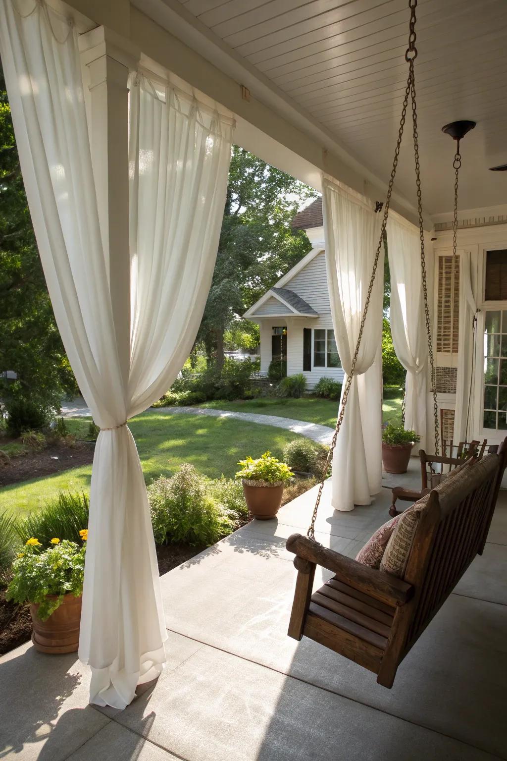 Refined drapes supplying changeable shade.