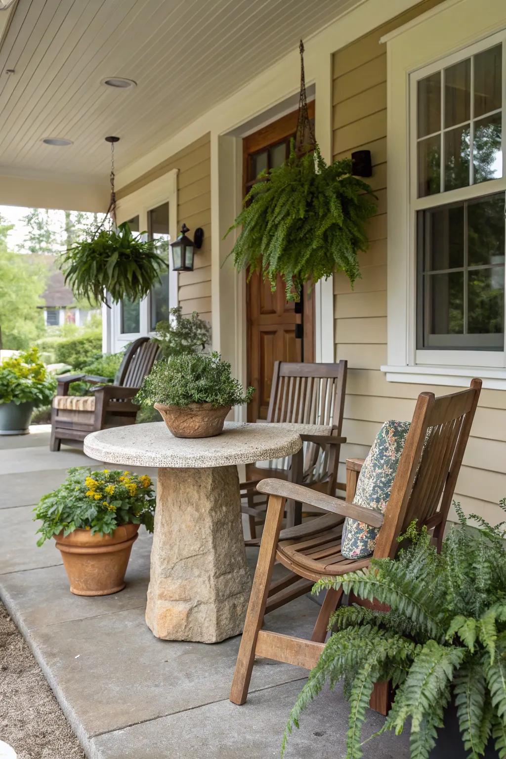 Bring beauty to your veranda with a natural stone table.