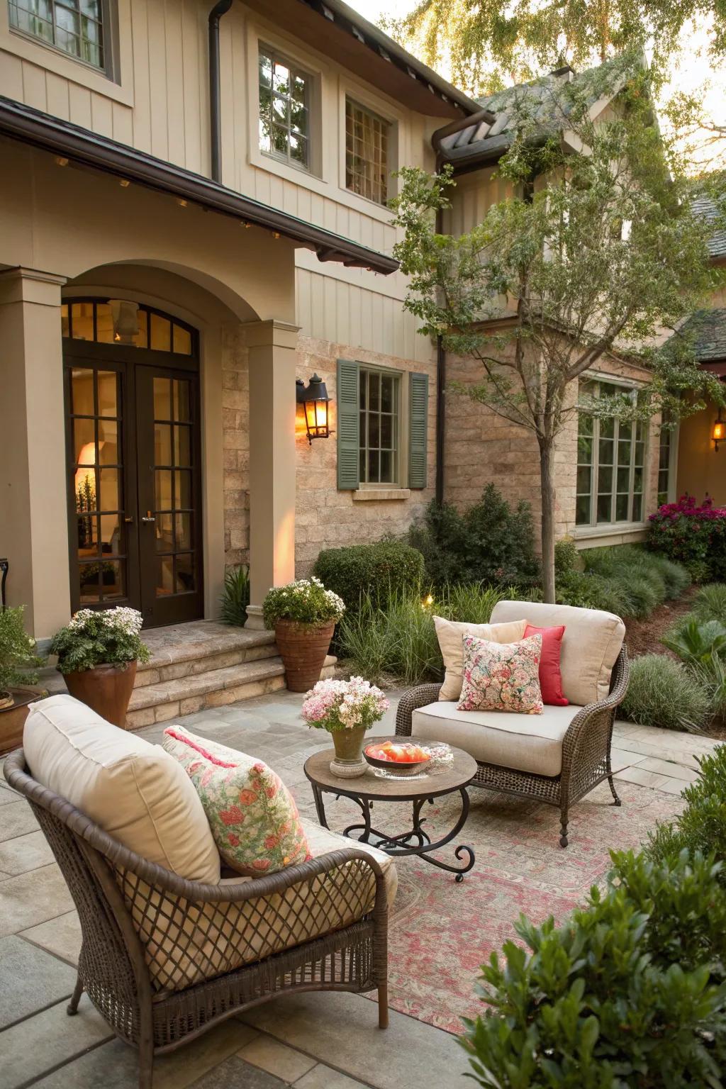 A welcoming seating area perfect for outdoor relaxation.