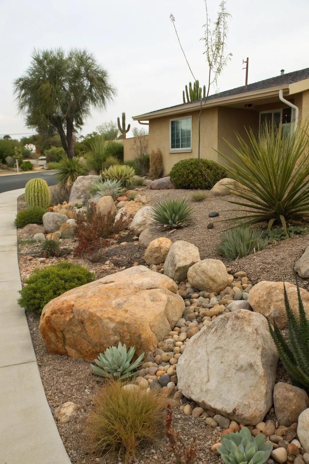 Rockeries provide texture and durability.