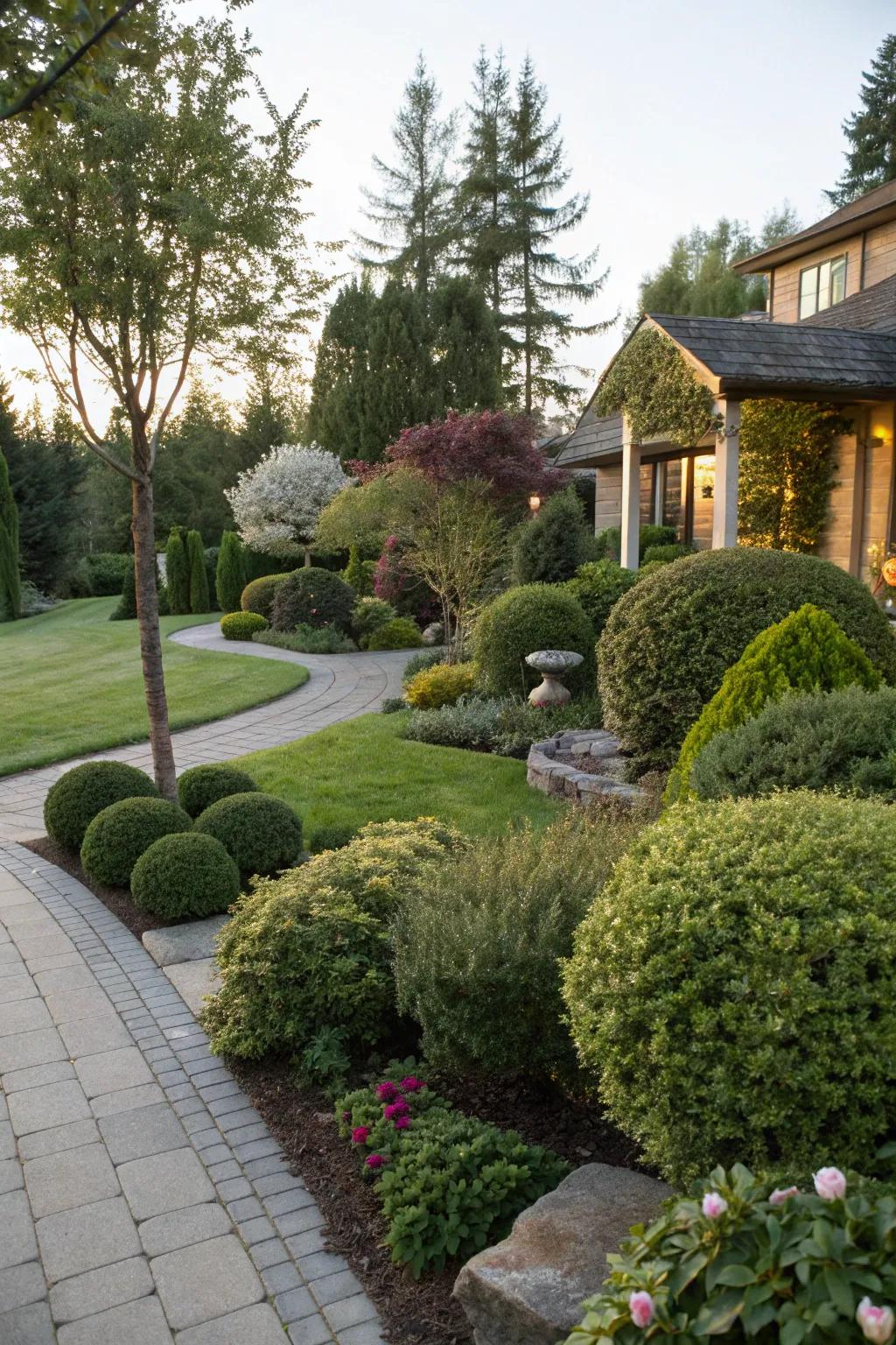 Ornamental shrubs lend structure and greenery to your front yard's plan.