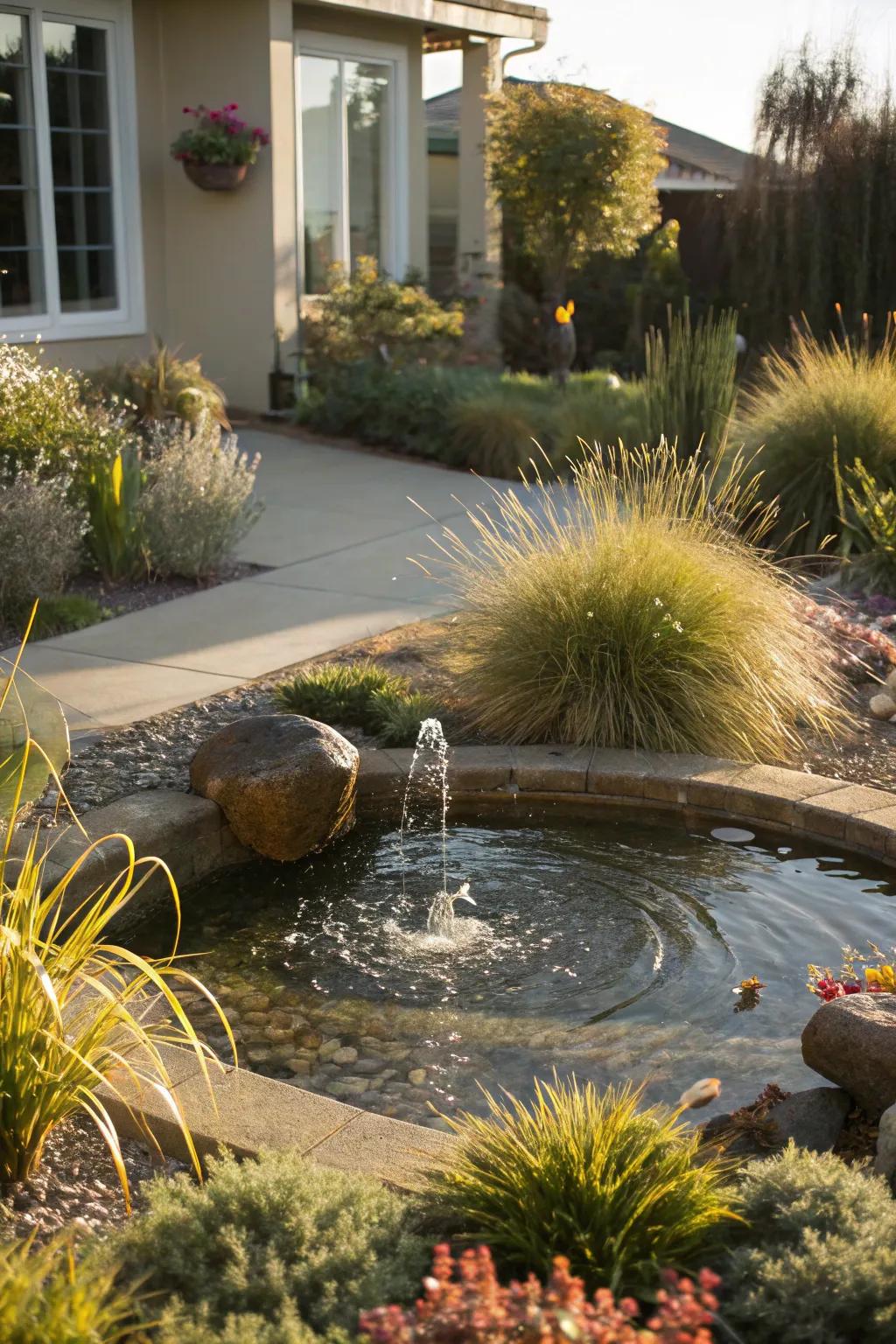 Water installations encourage calmness and attract wildlife.