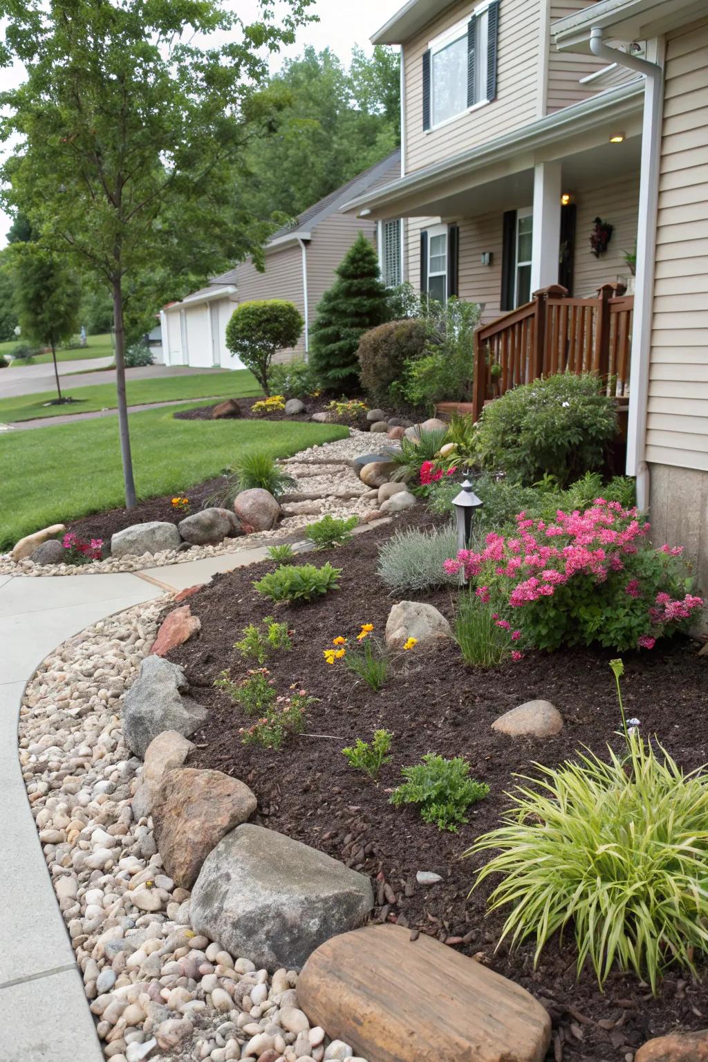 Ground covering introduces dimension and contrast to stone-based gardens.