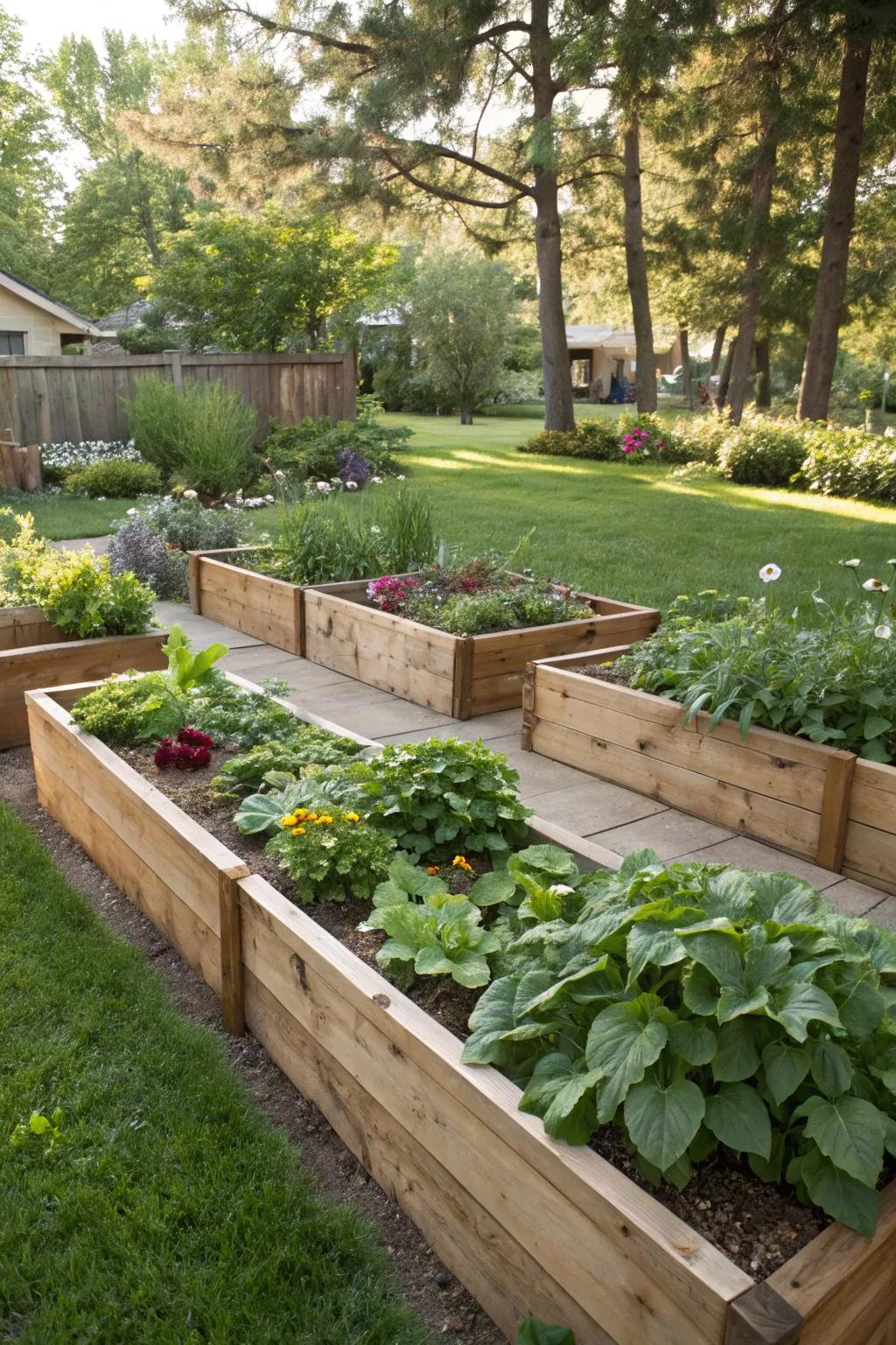 Lawn edging introduces detail and a natural element.