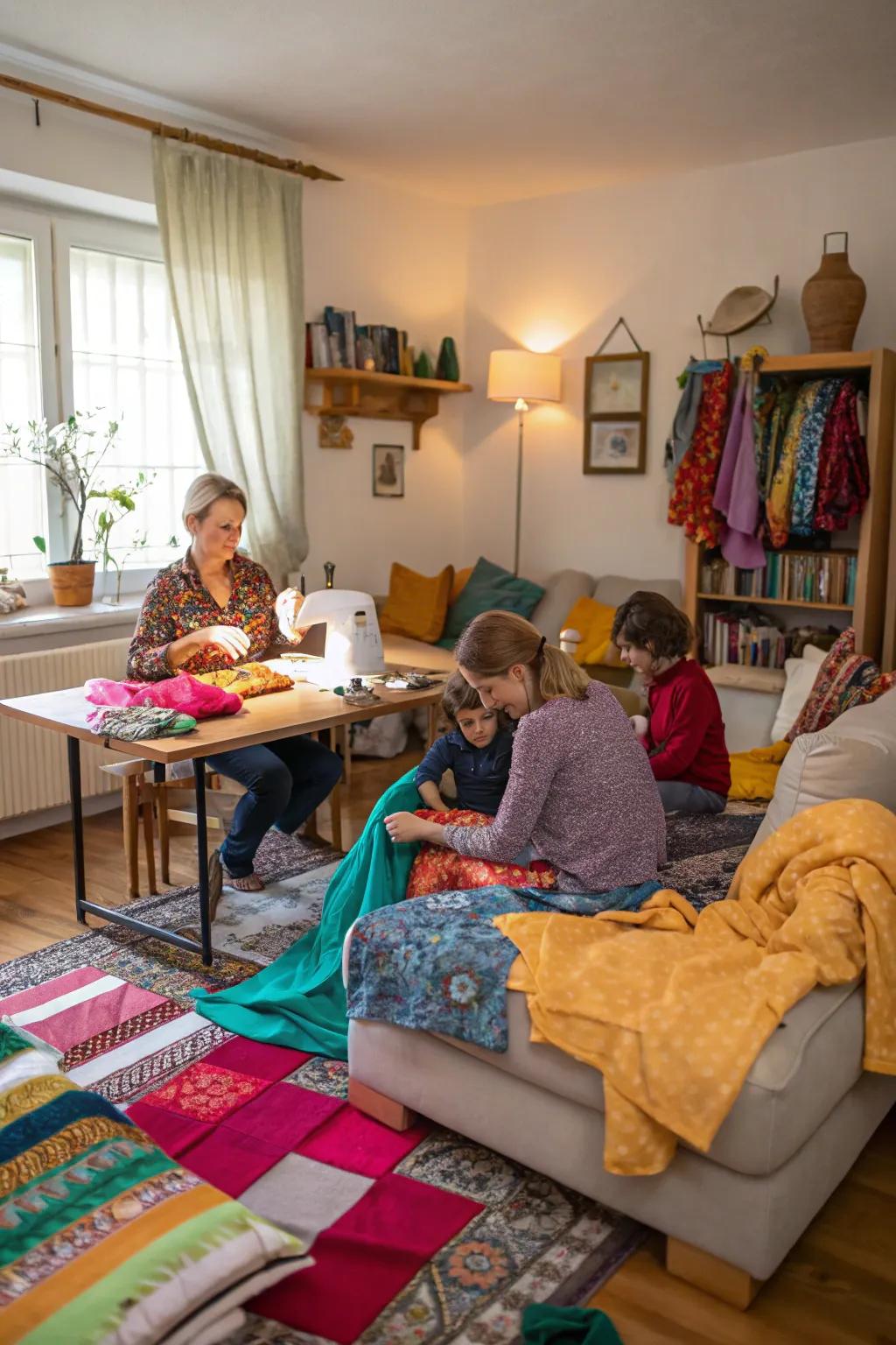 Crafting together, one stitch at a time, creates both crafts and cherished memories.