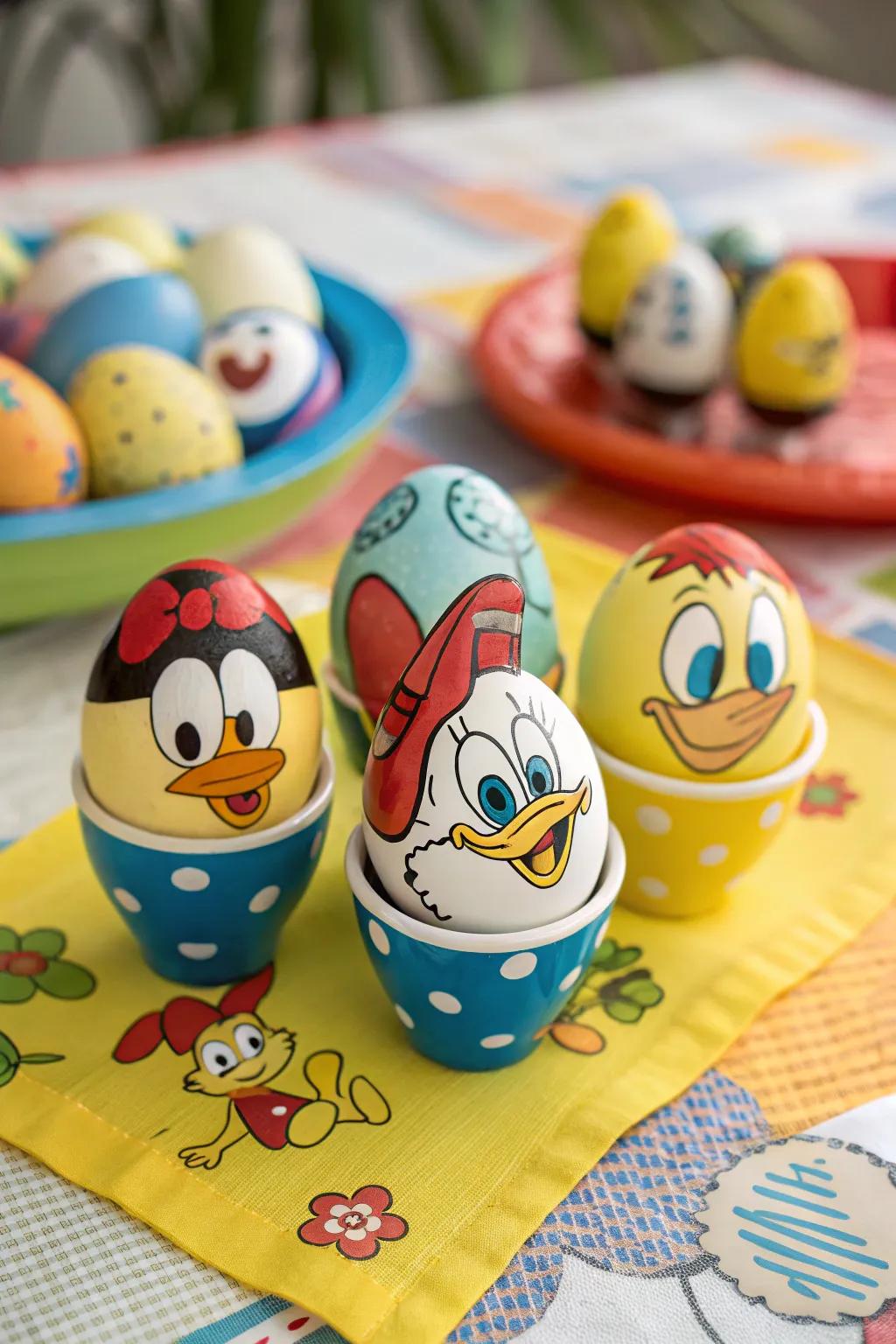 Animated character eggs ready for their close-up.