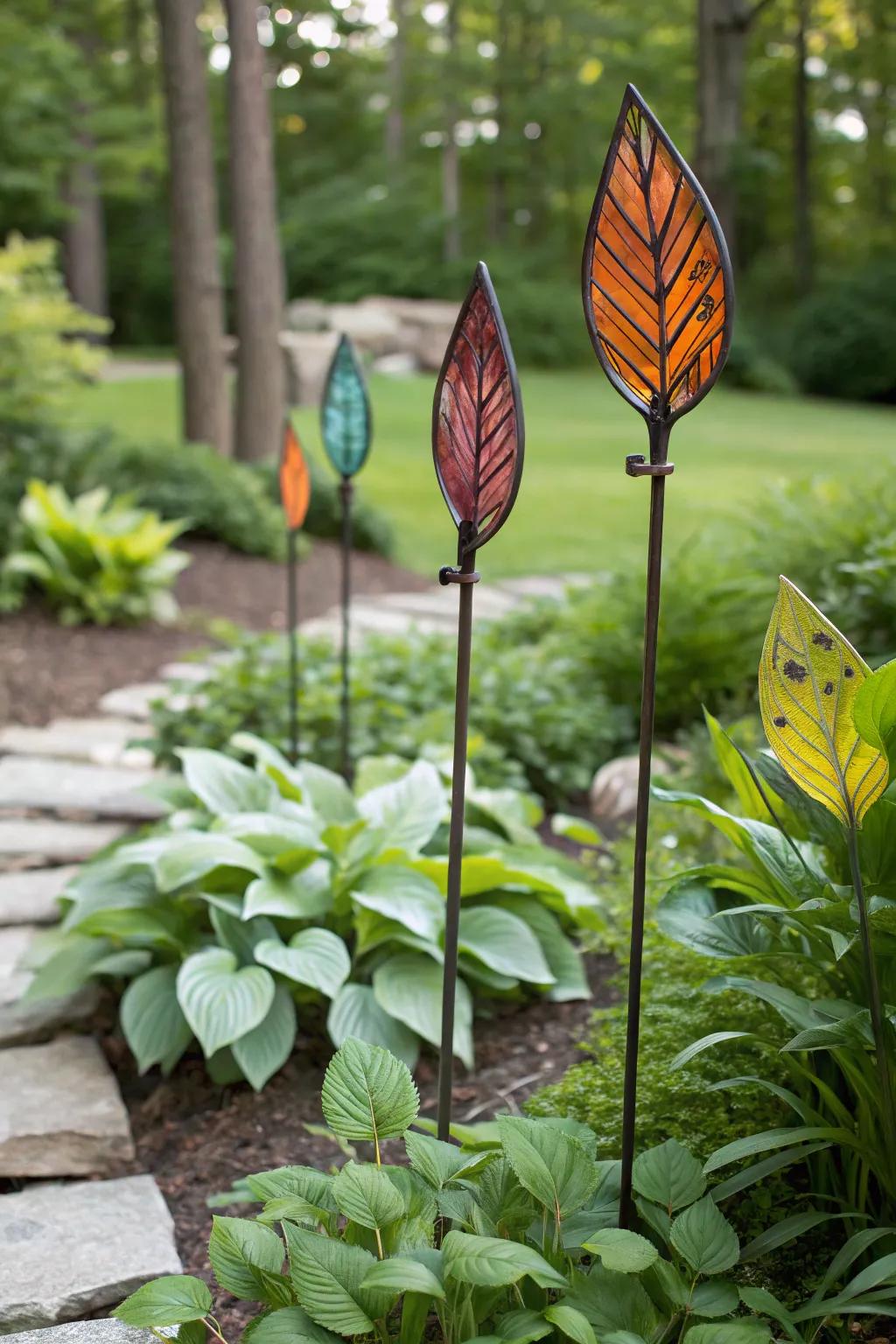 Foliage glass accents harmoniously blending with nature.