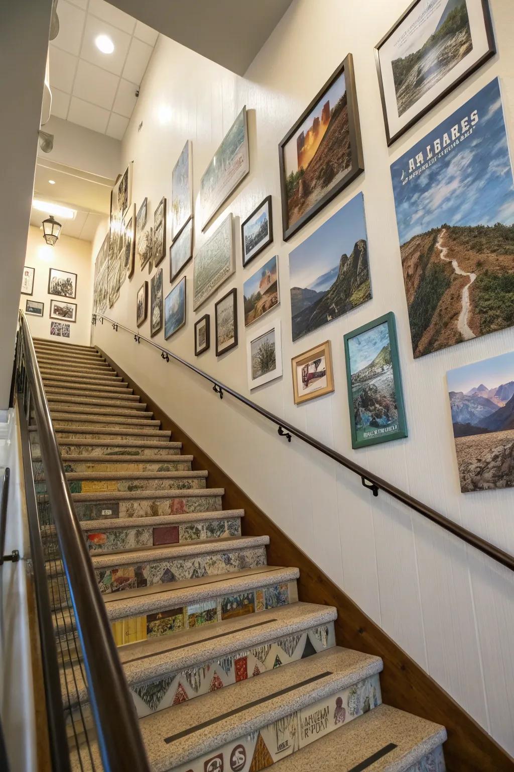 A themed display communicates a narrative as you mount the stairs.