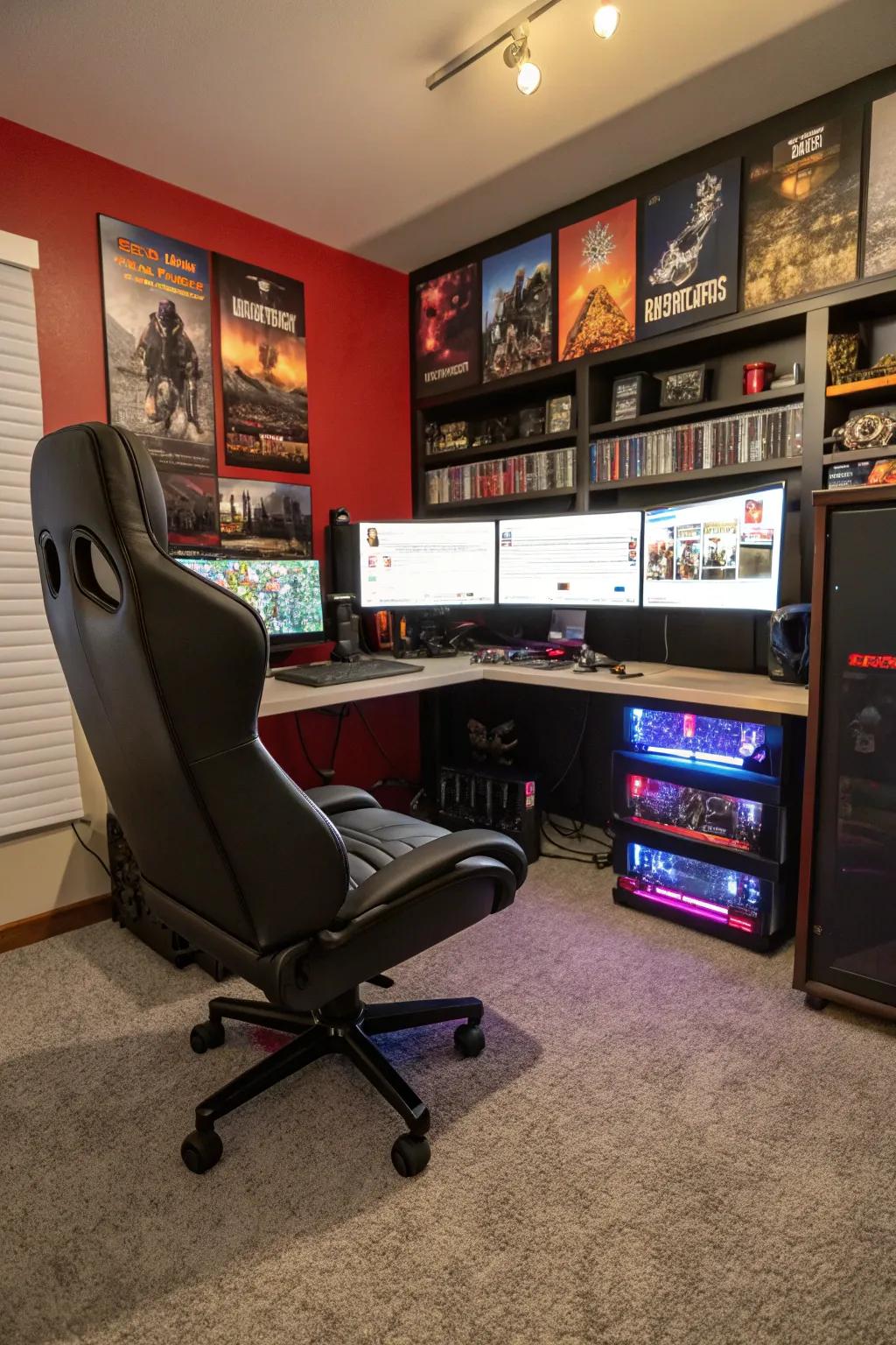 Revolving chairs offer flexibility for dynamic game room environments.