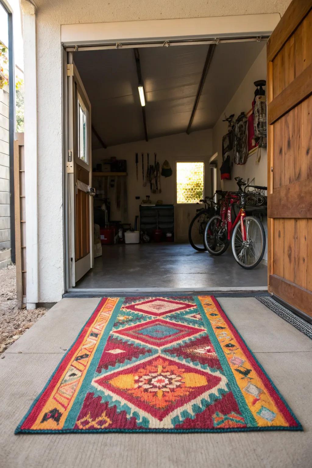 A decorative rug adds warmth and style to your entryway.