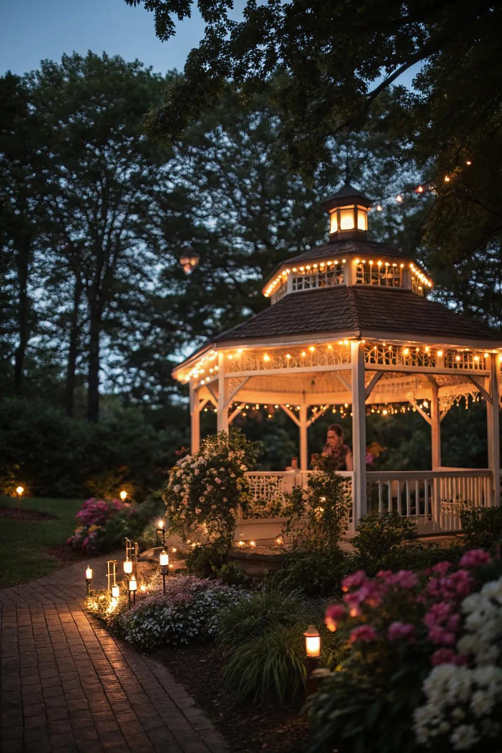 Change your gazebo with welcoming solar lighting.