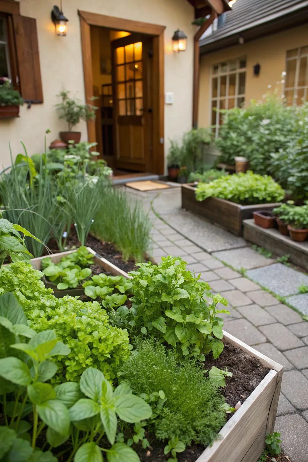 A handy culinary garden offering fresh herbs and greens.
