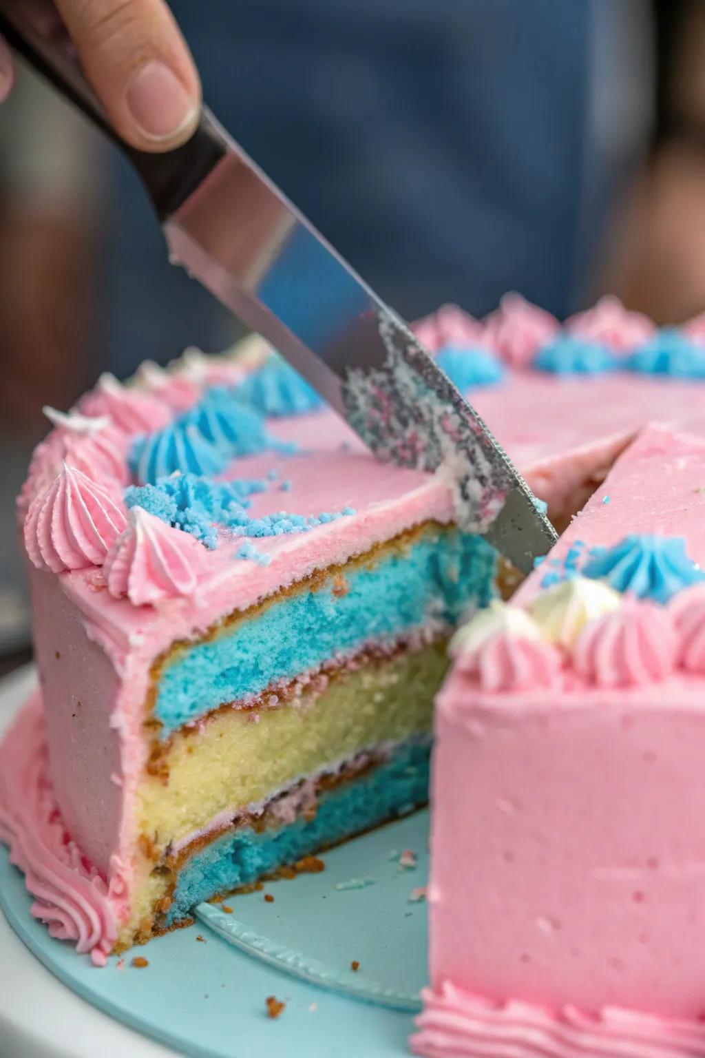 A tasty piece reveals the delightful secret within the cake.