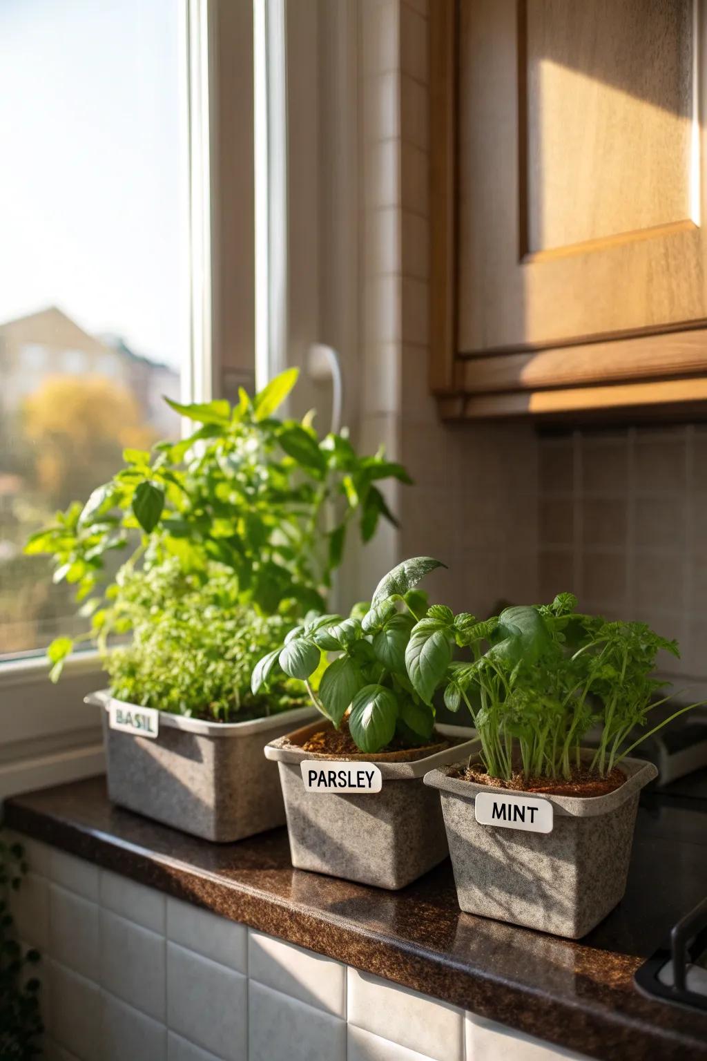 An inviting herb garden transforms your kitchen into a vibrant, fresh haven.