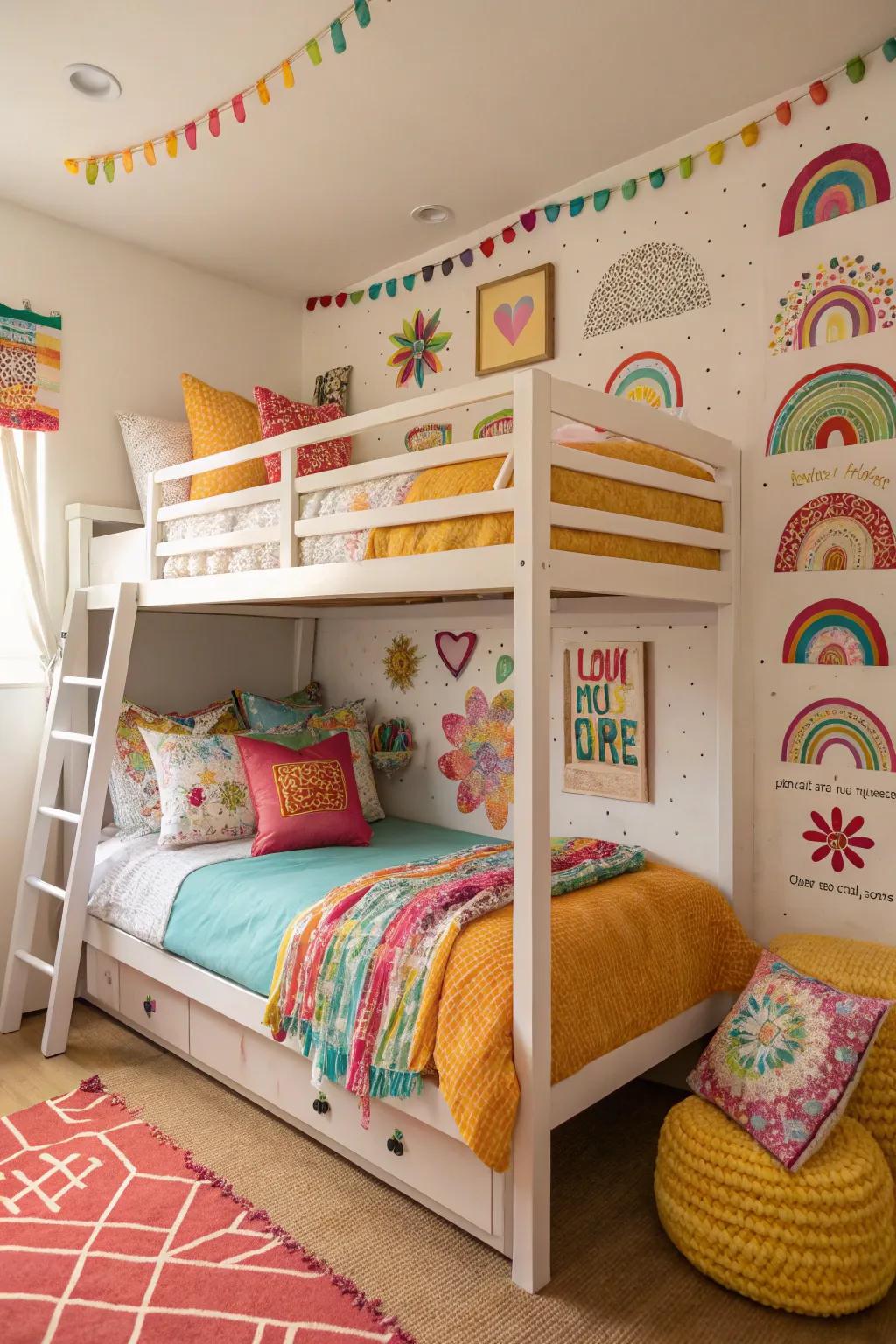 Bright accents bring a lively element to the room.
