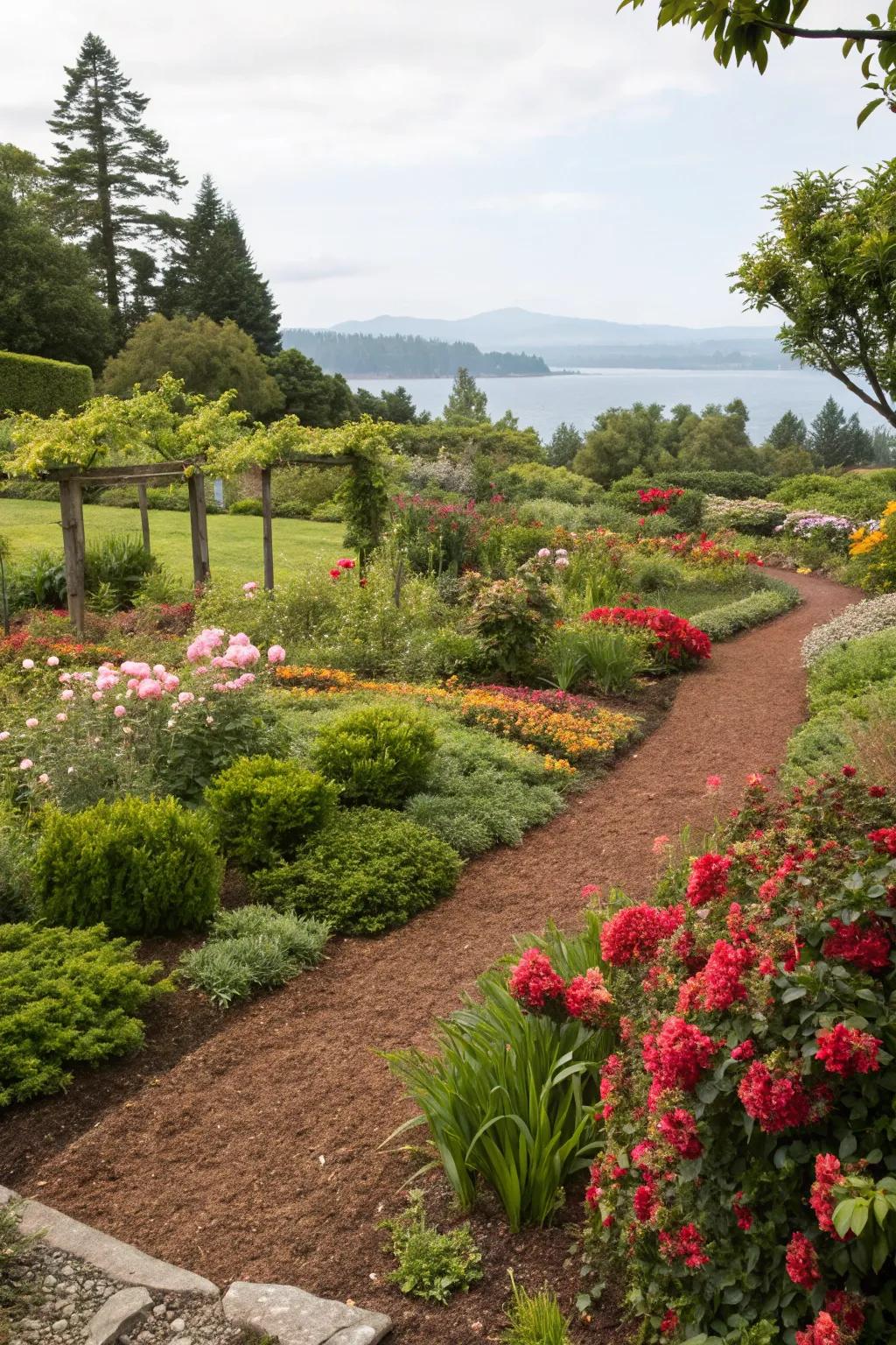 Mulch aids in moisture retention and offers a unified garden appearance.