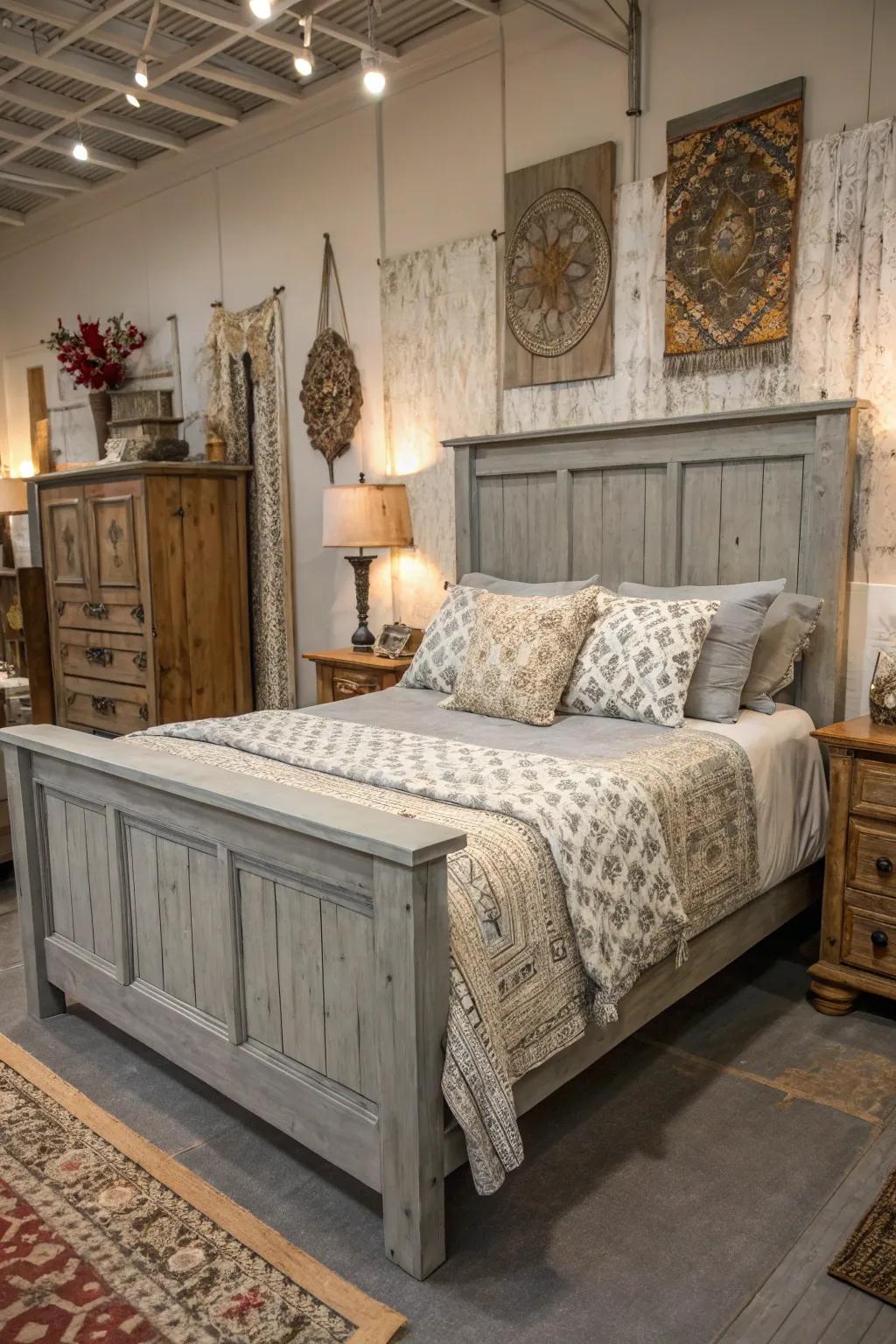 Achieve farmhouse charm with rustic grey furniture.