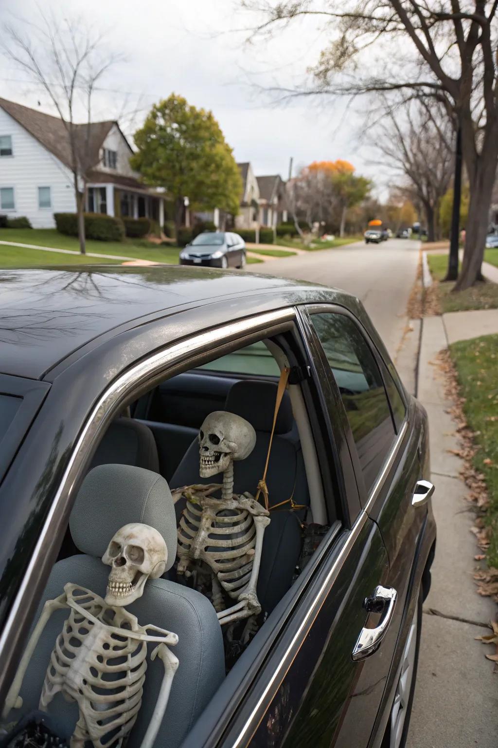 Skeletons make amusing and spine-chilling passengers.