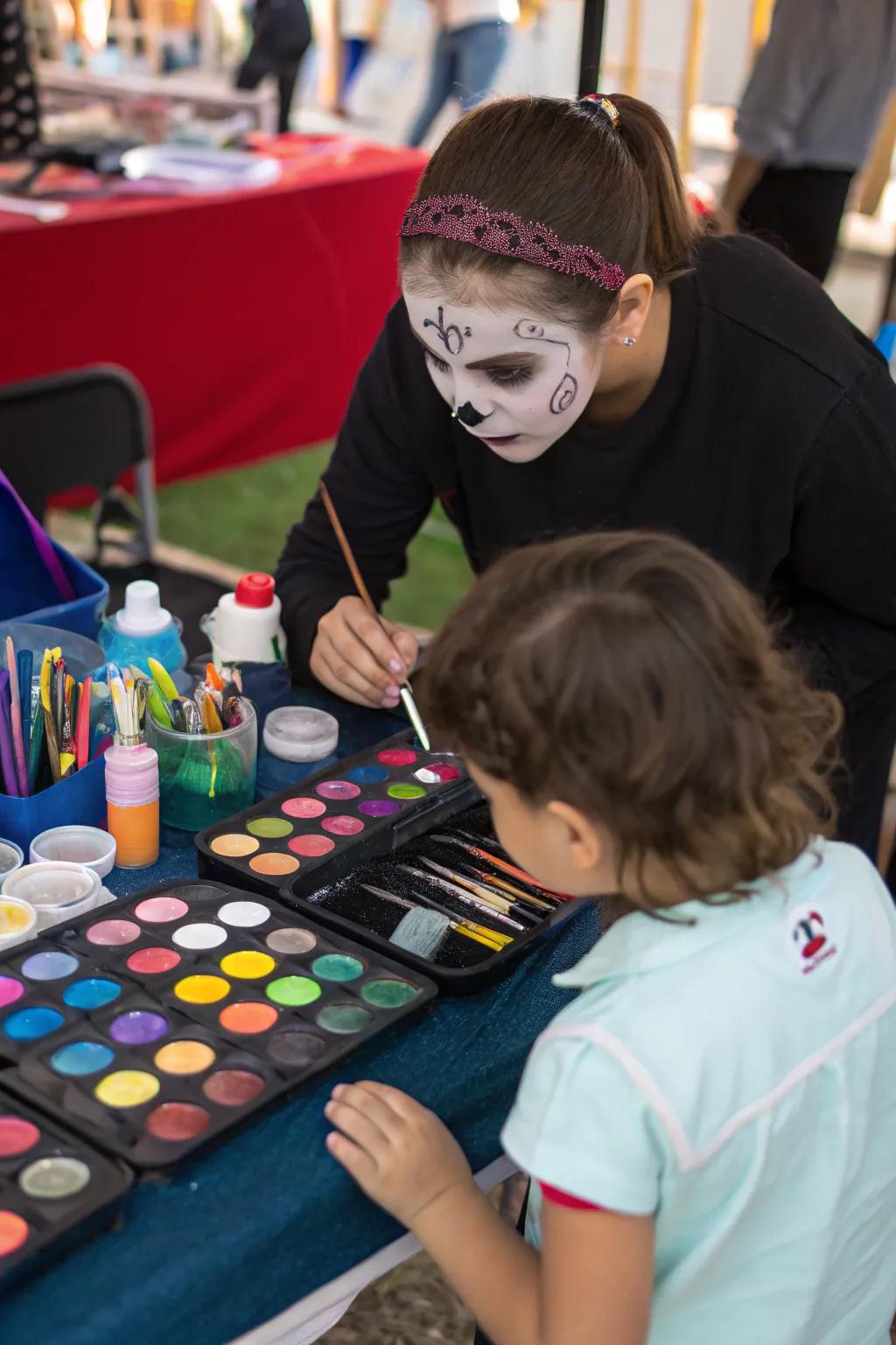Morph your guests into creatures of the night at the face painting station.
