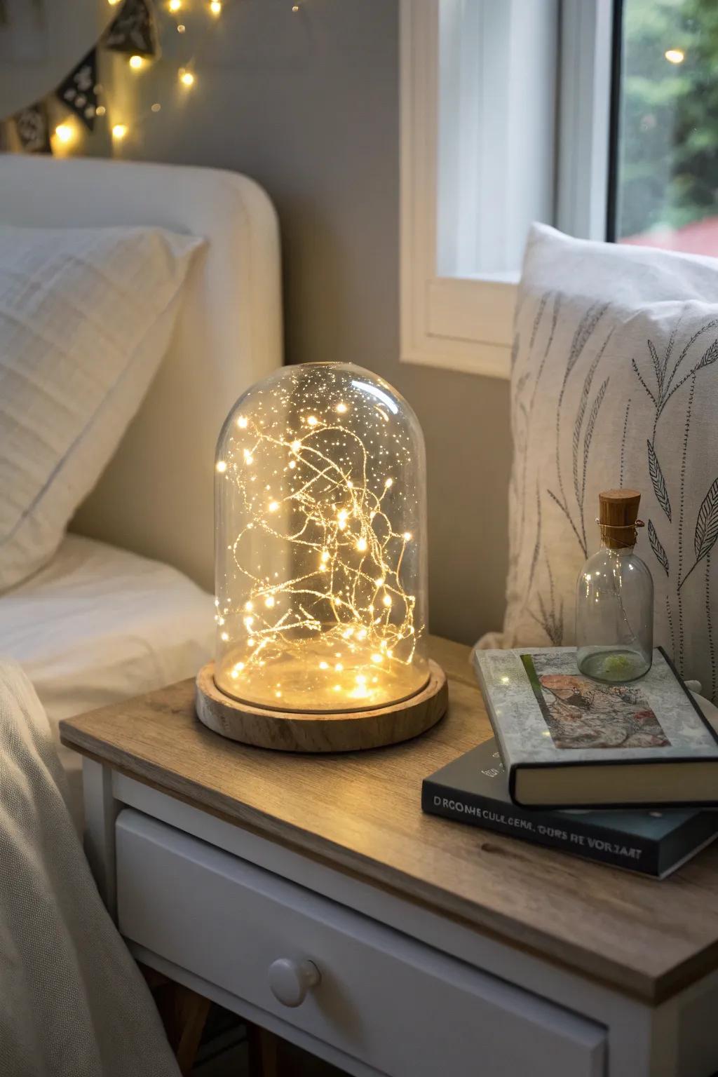 A display case that gleams with enchanting pixie lights.