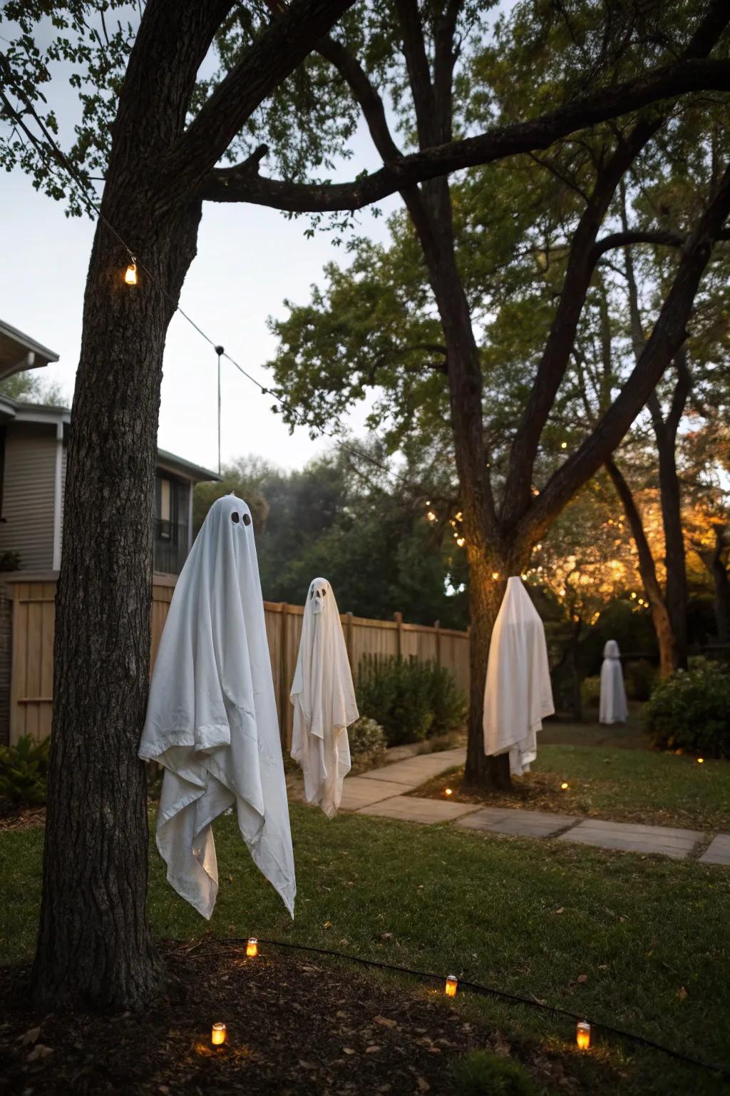 Establish a spooky mood with suspended spectral characters.