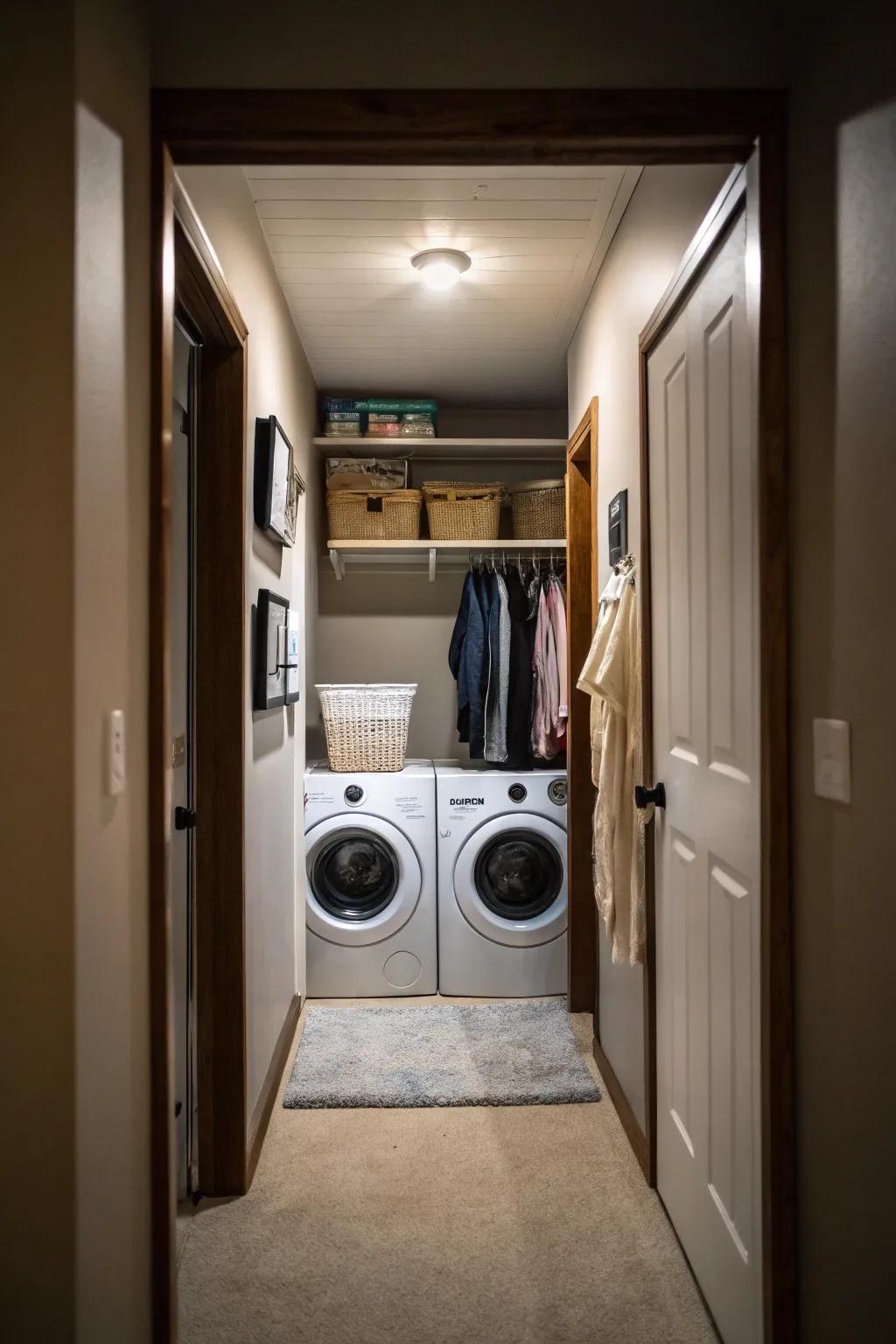 A small laundry closet designed for tight areas.