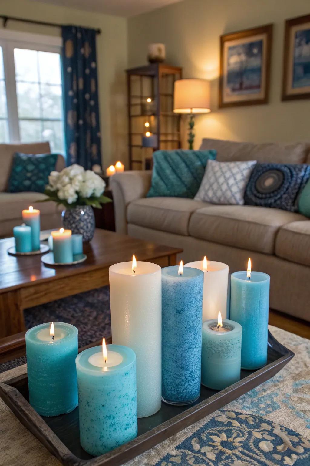 Intensify the ambiance with candle groupings.
