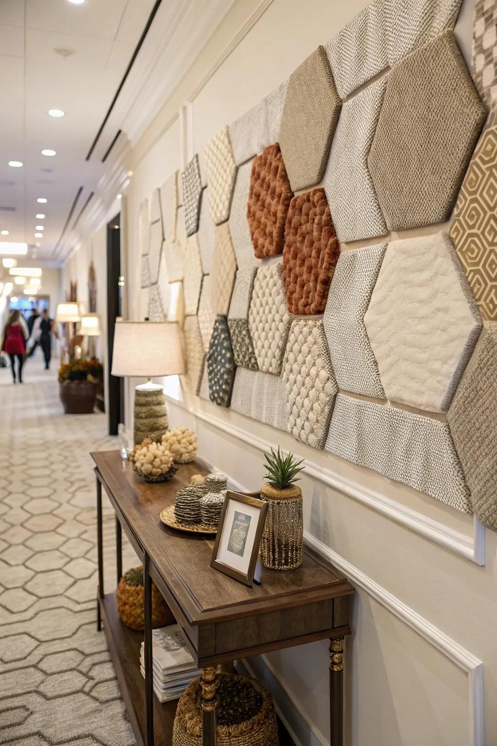 Textured hexagons introduce richness and intrigue to any wall.
