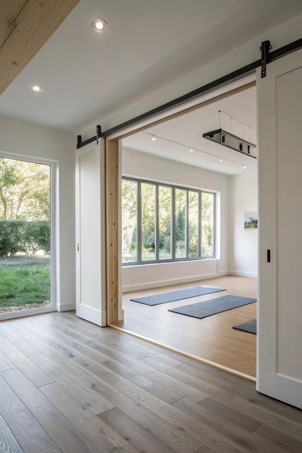 Rotating panels are a sleek way of hiding secret spaces.