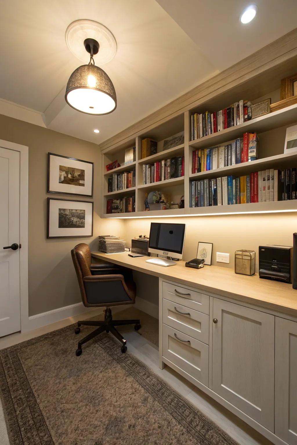 Ceiling mounts are ideal for low ceilings, keeping the space sleek.