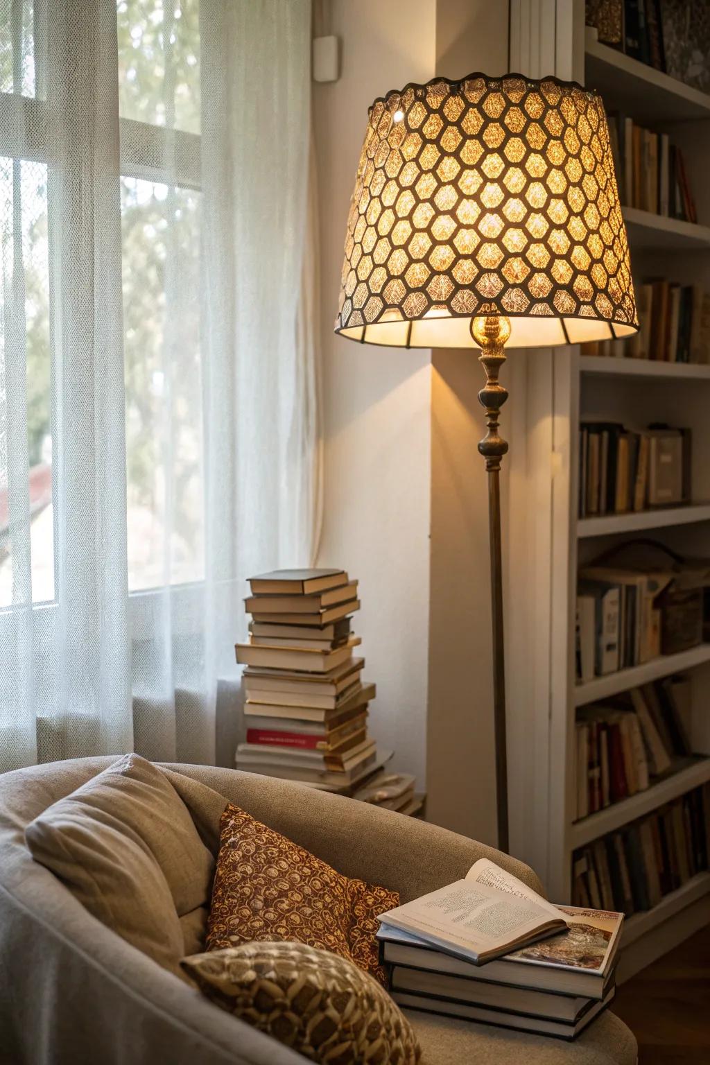 Illuminate your world with a honeycomb lampshade.