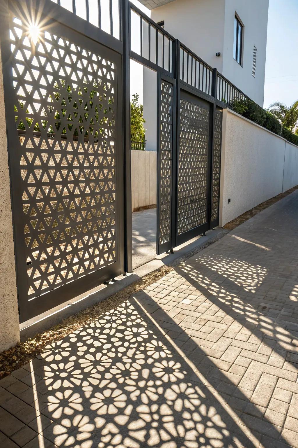Patterned gates ensure privacy with an artistic twist.