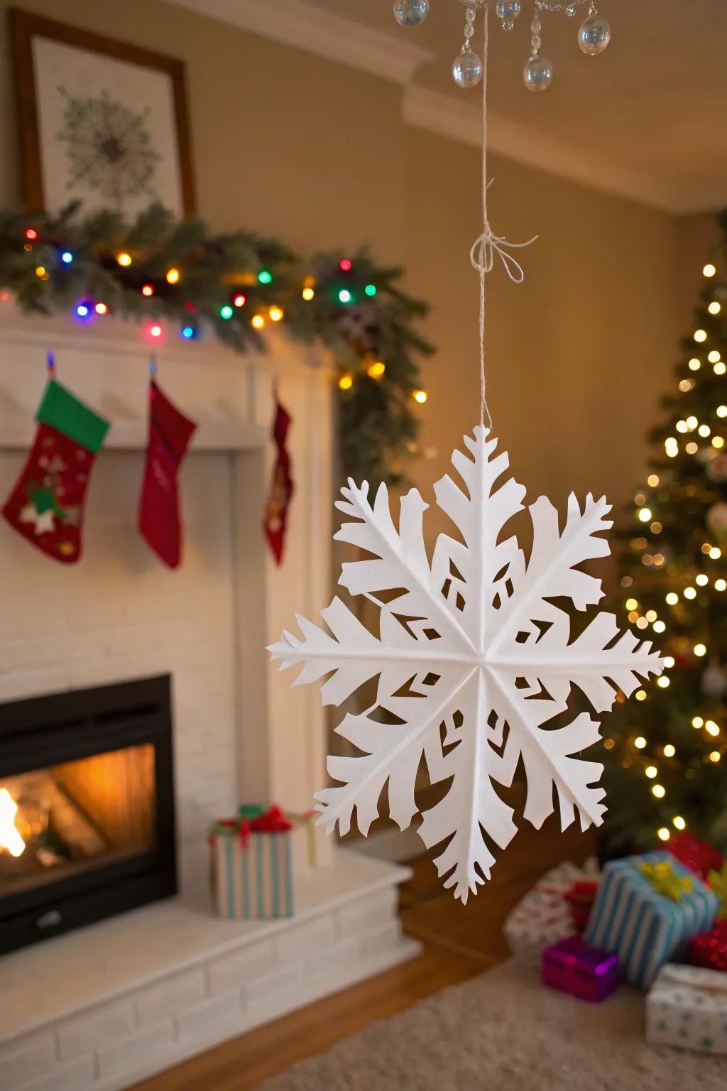 Incorporate depth into your festive decorations with three-dimensional snowflakes.