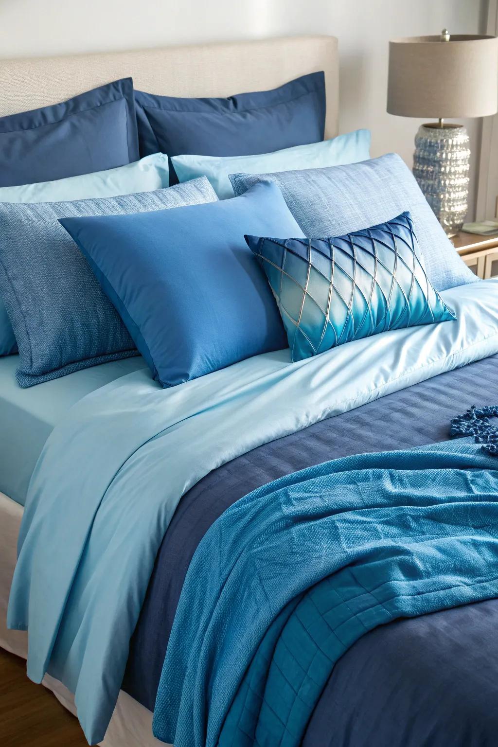 Monochromatic bedding encourages peace and unity.