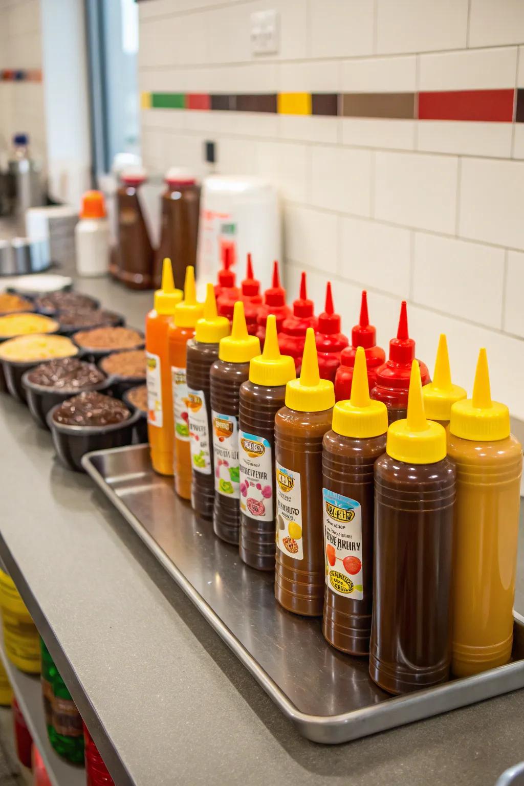 Pour bottles make sauce application simple.