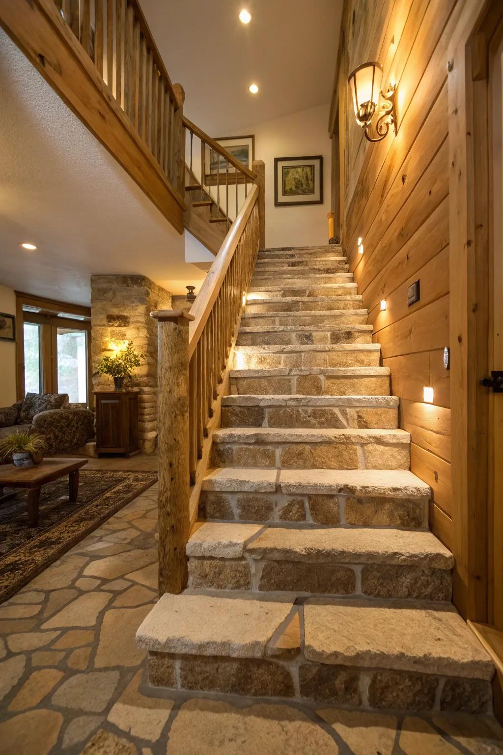 Bring rustic elegance into your house with natural stone stairs.