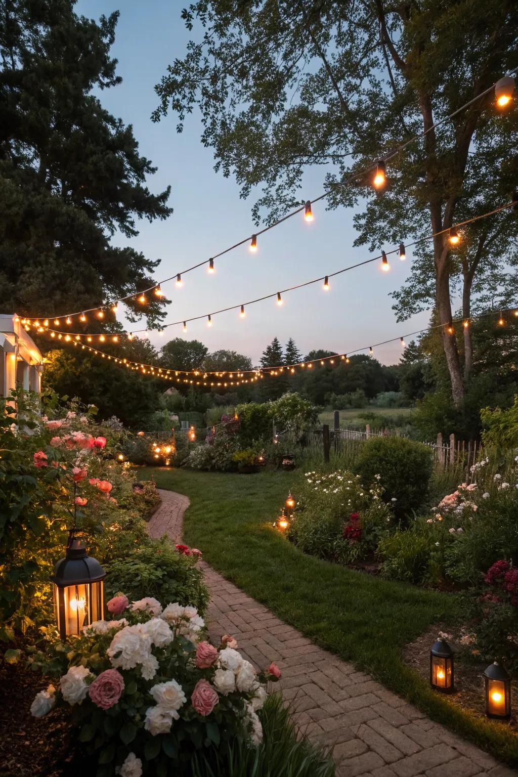 Soft lighting fashions a magical feel in your garden.