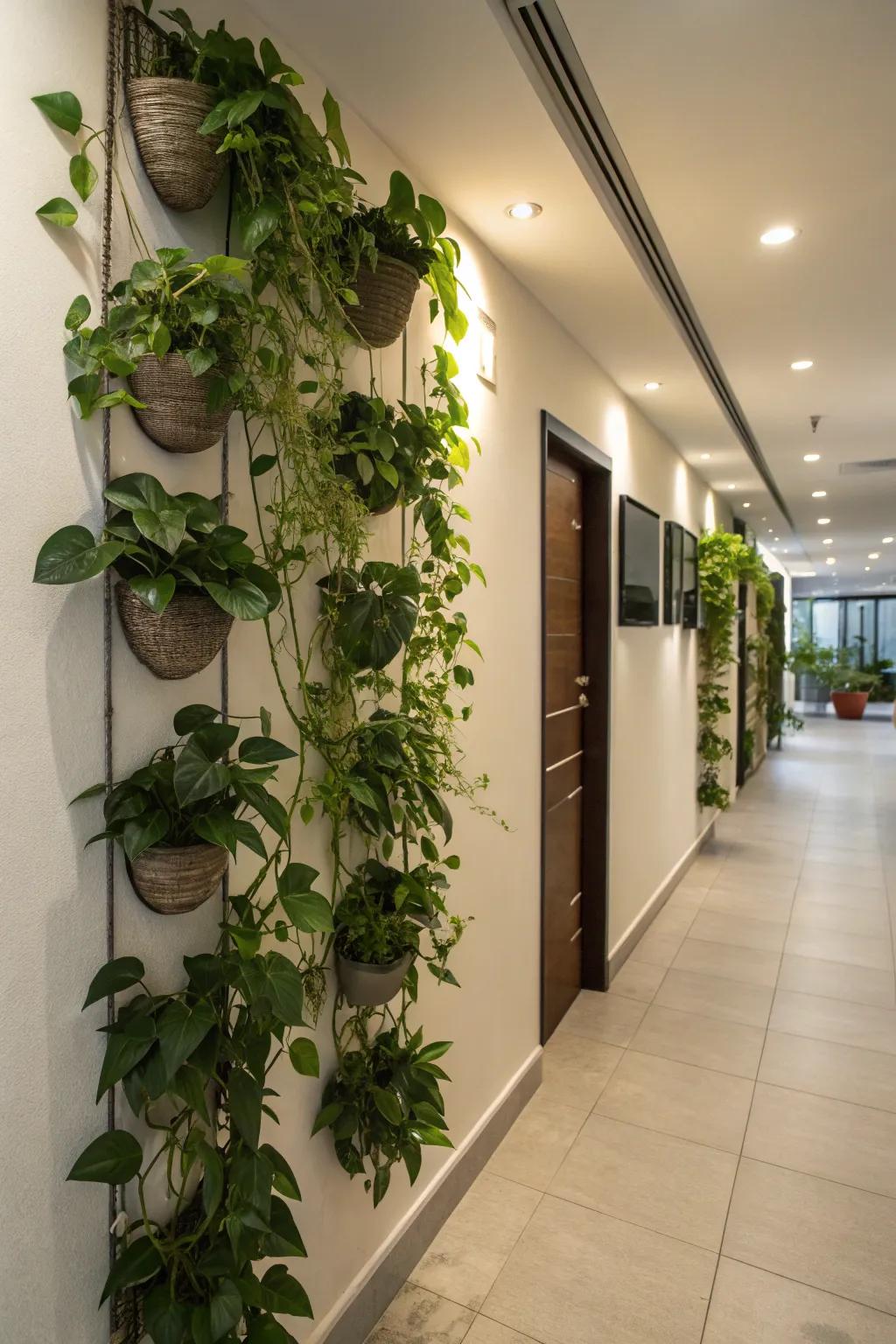 Craft a vertical garden with wall-affixed greenery.