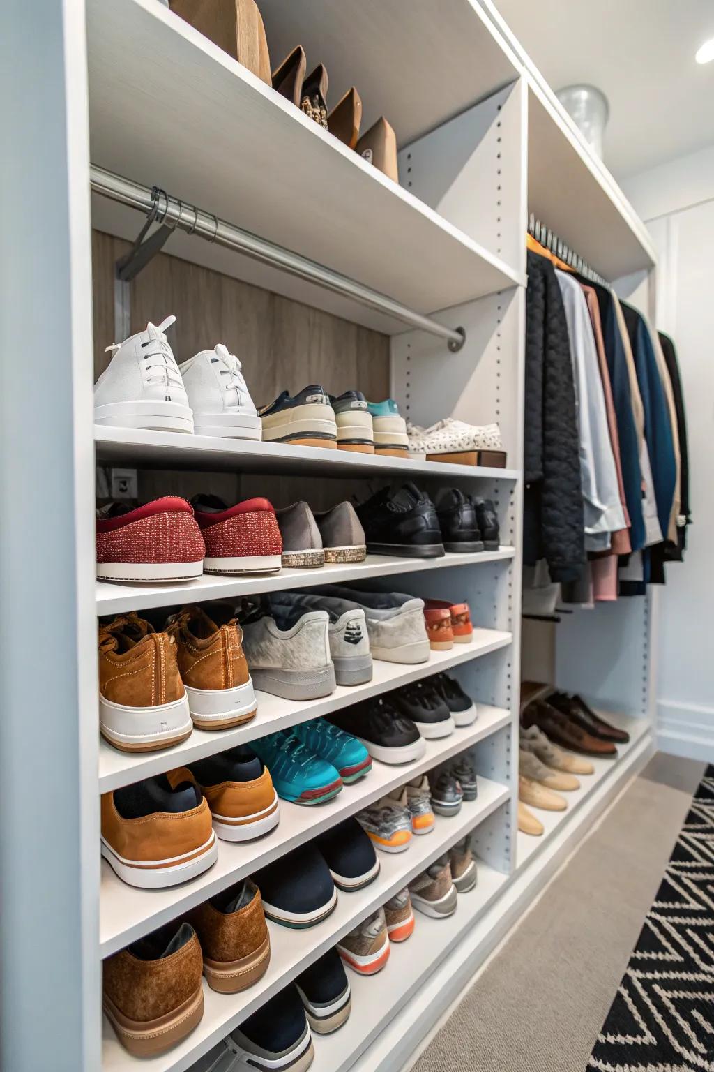 Organize your shoe collection with specific shoe storage solutions.