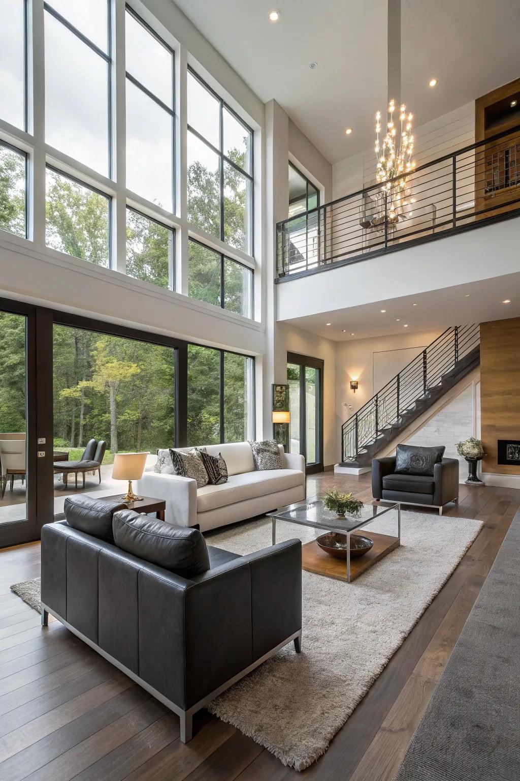 Select modern furniture that complements the architecture of your split-level home.