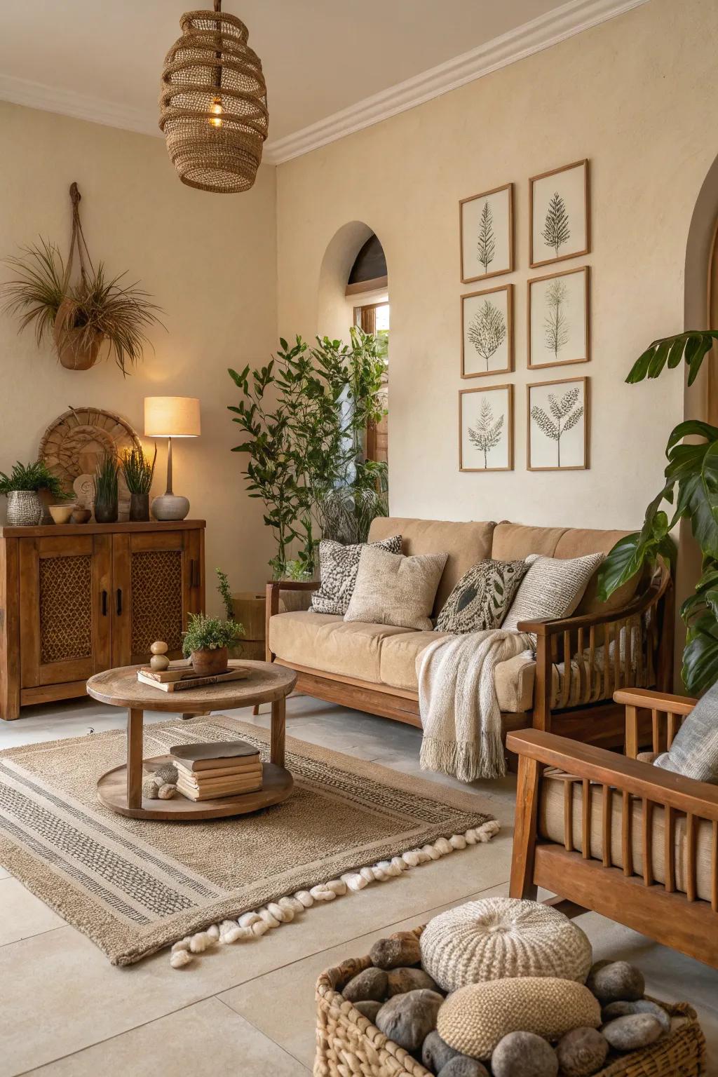 Neutral colors create a calm atmosphere.