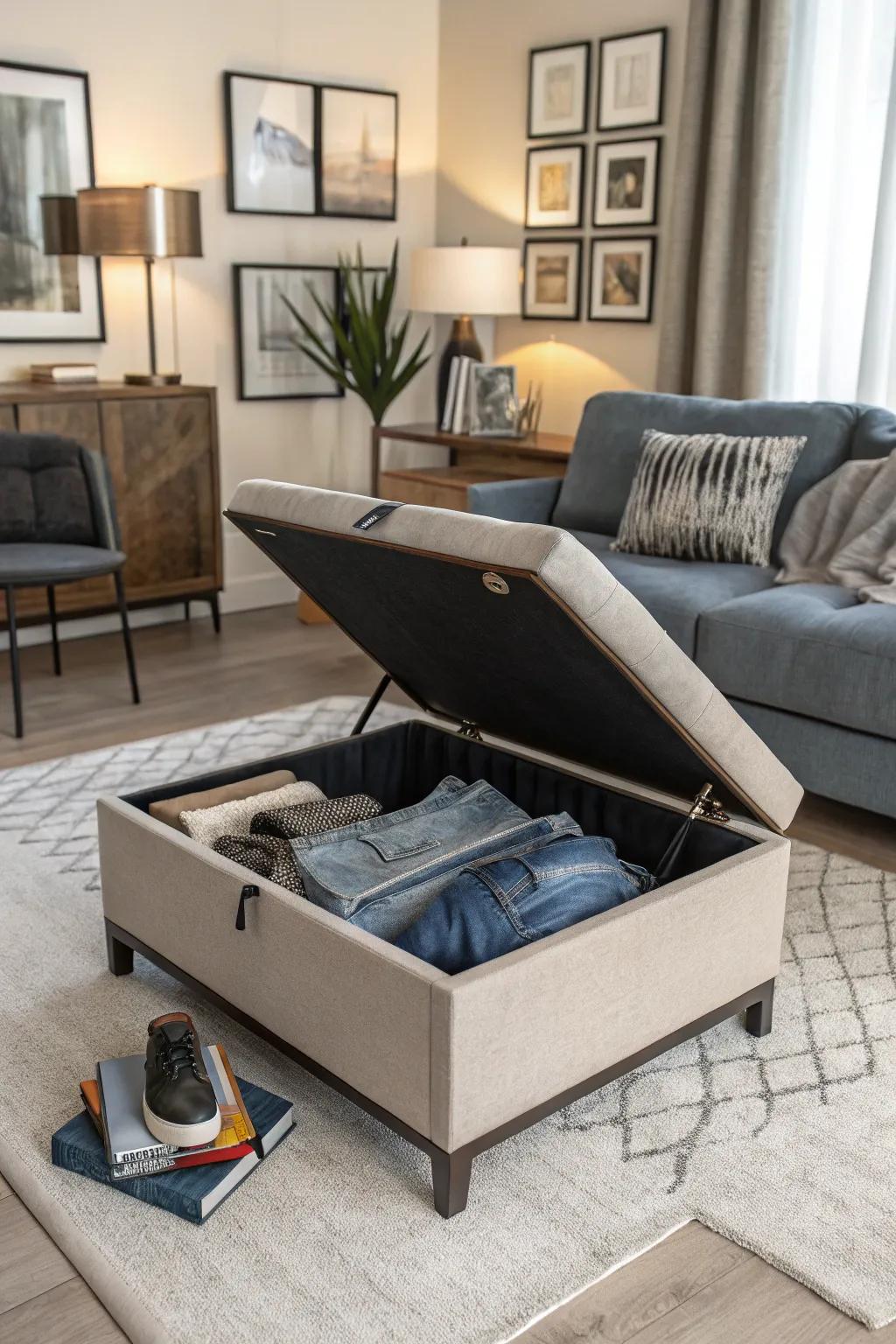 Merge style and purpose with a storage seat for your jeans.