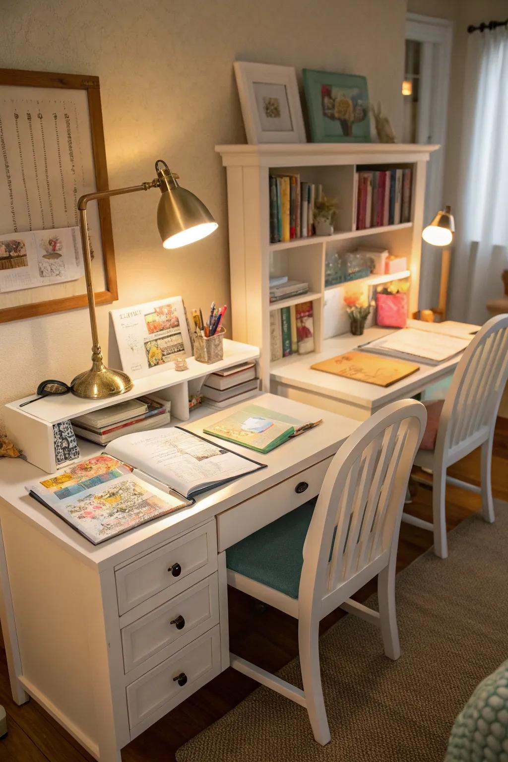 A side-by-side learning arrangement perfect for siblings.