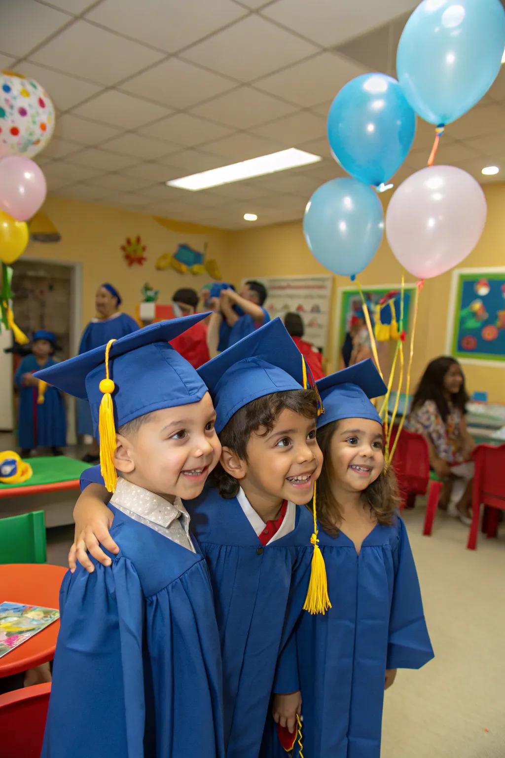 Adorable mini caps and gowns making the graduates look extra special.