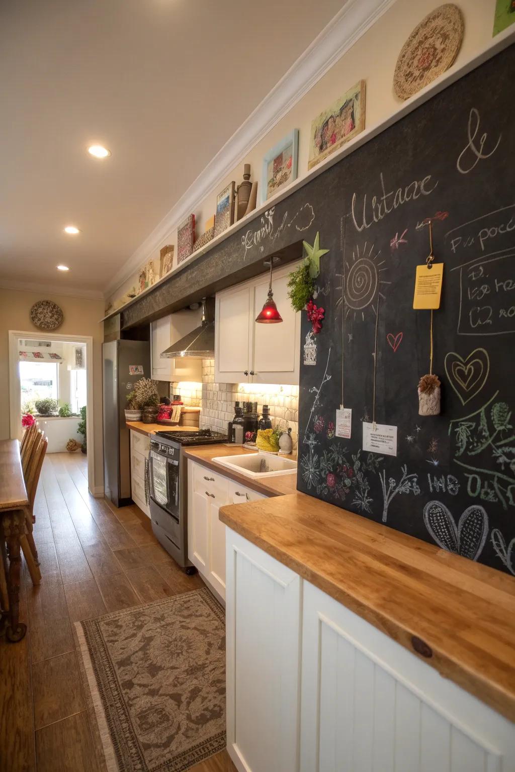 Chalkboard borders offer a creative and interactive element to your kitchen.