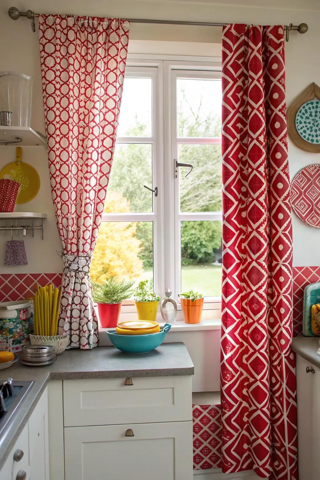Designed window covers make a bold statement in your kitchen.