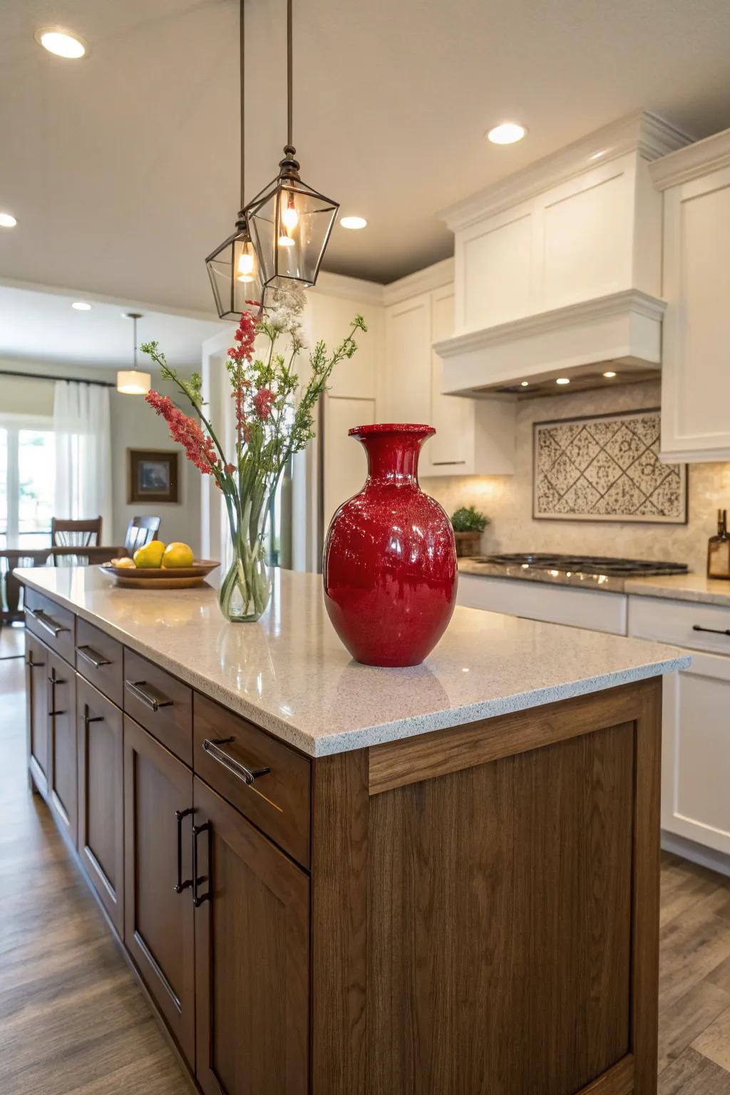 A vibrant accent brings a lively feel to a neutral setting.