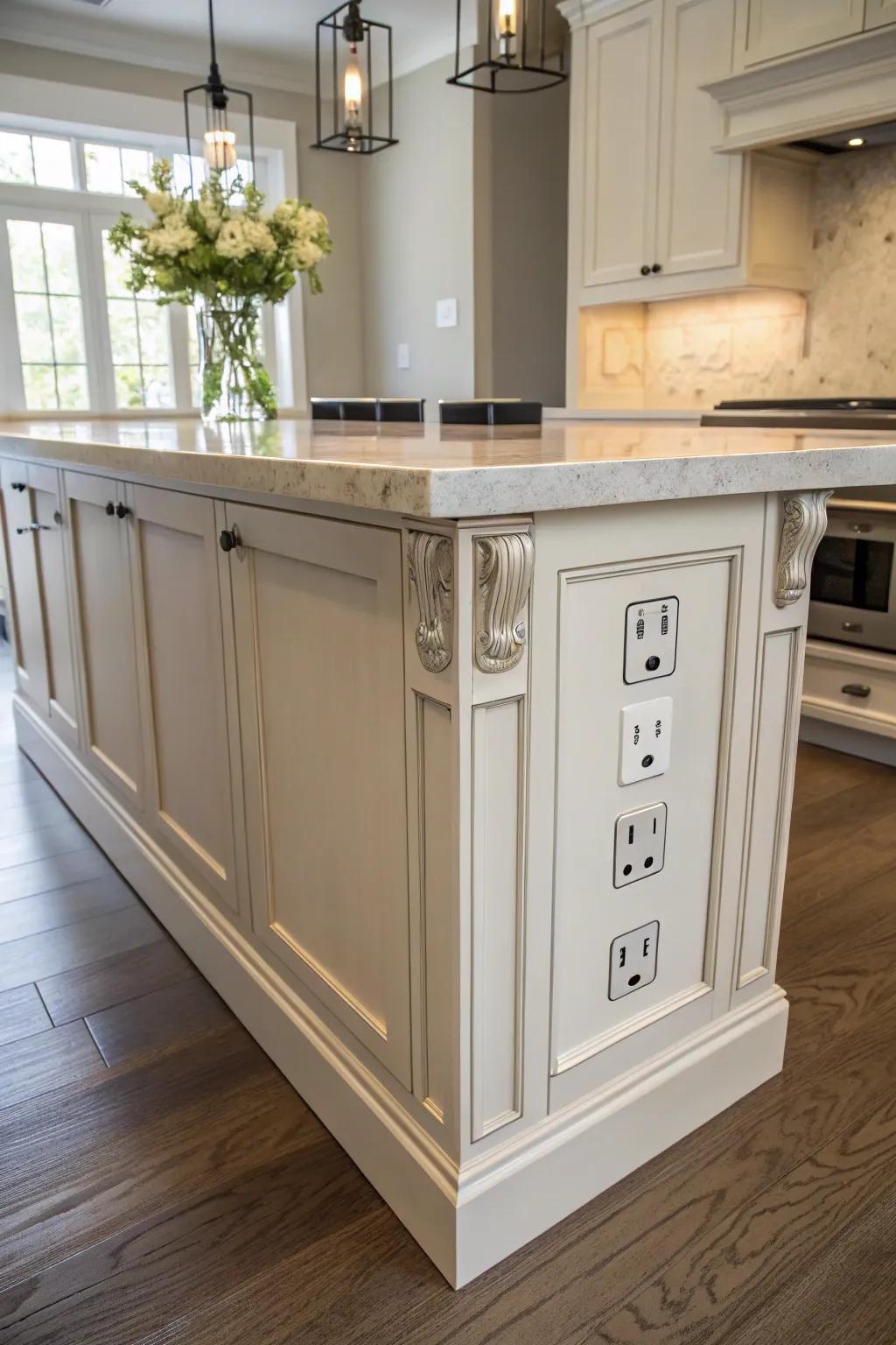 Undercounter outlets keep surfaces clear and uncluttered.